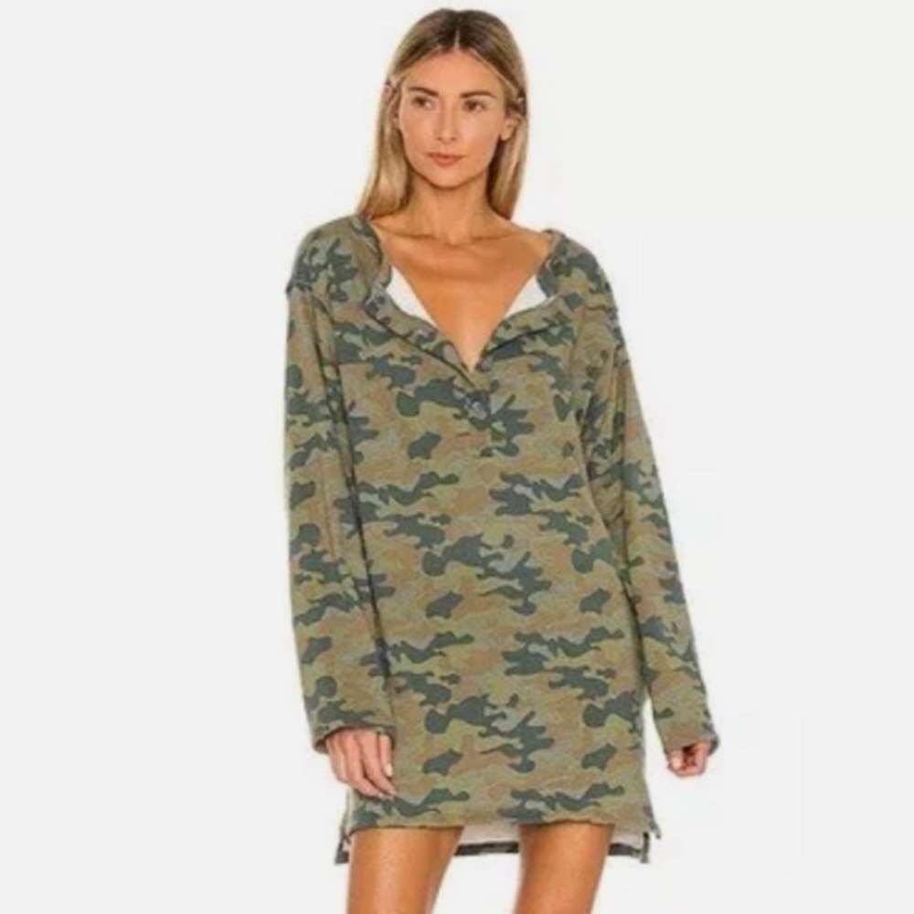 Lovers and Friends oversized Henley camo dress